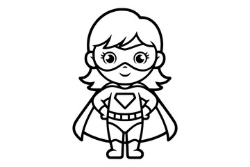 Obraz premium Cute Superhero Girl – Bold Minimalist Vector Line Art for Apparel and Vinyl Cutting Generative AI