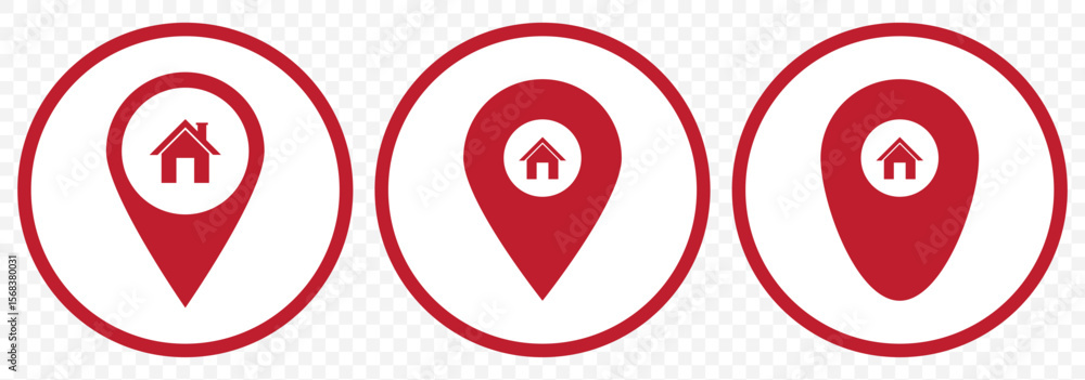 Poster set of red map pin icons. design can use for web and mobile app. vector illustration on transparent 