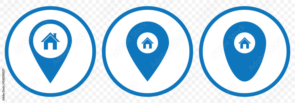 Poster set of blue map pin icons. design can use for web and mobile app. vector illustration on transparent