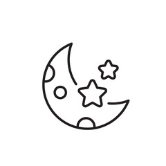 Crescent moon with stars icon, Night Symbol Outline icon Transparent background
