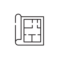 Blueprint icon, House plan Symbol Outline icon Transparent background