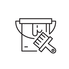 Paint bucket icon, Painter tool, Brush Symbol Outline icon Transparent background
