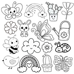 set of funny insects