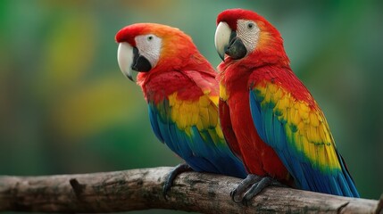 Fototapeta premium two parrots on a branch