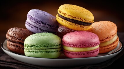 Obraz premium plate of colorful macaroons
