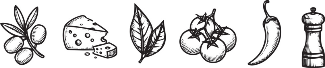 Olives cheese leaves tomatoes chili pepper grinder olive branch swiss cheese