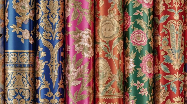 Exquisite folds adorn this traditional oriental fabric, showcasing intricate Indian patterns a rabbit also nestled in clothes ai generated