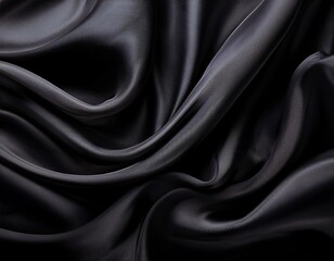 elegant black fabric surface with wavy texture and delicate curves artistic cloth background design
