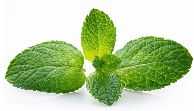 fresh mint leaves isolated on white background