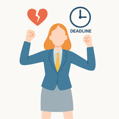 Flat Style Depicts Stressed and Pressured Business Woman Due to Deadline