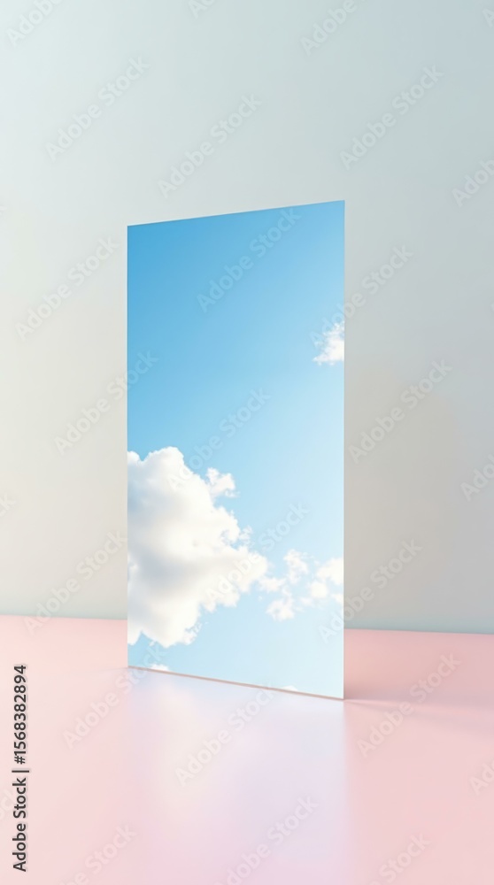 Poster vertical abstract reflection scene — glass and sky combo for creative marketing and web visuals