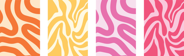 Fototapeta premium Abstract Wavy Organic Backgrounds Set, Modern Curves and Lines. Fluid Abstract Backgrounds, Psychedelic Waves & Groovy Patterns. Creative Abstract background Collection for Social Media and poster. 