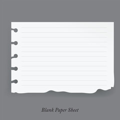Realistic blank paper sheet on gray background