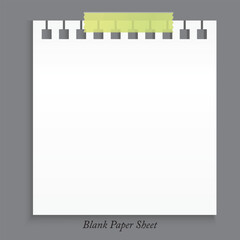 Realistic blank paper sheet on gray background