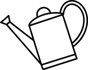 Watering can icon in gardening theme with spout and handle in minimal form line art