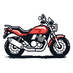 Obraz premium Pixel Art Motorcycle: Retro Cruiser Bike Illustration