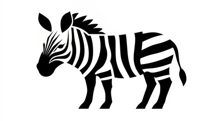 Zebra is drawn in black and white. The zebra is standing on a white background