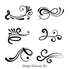 Vector line vintage scroll items for ornate design