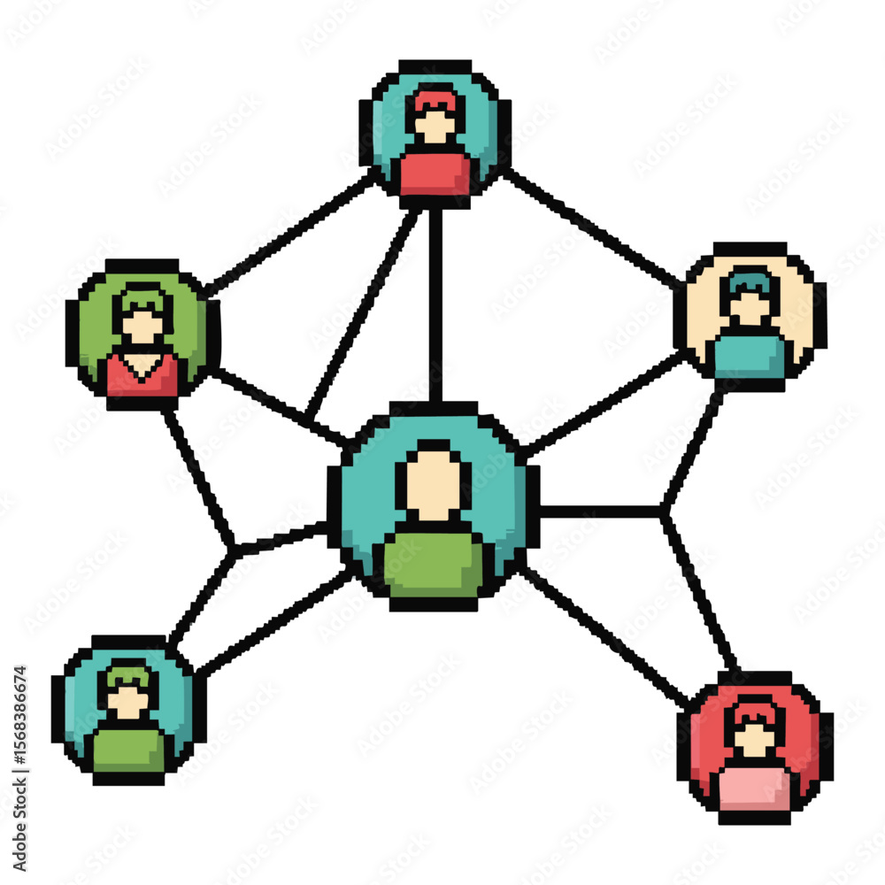 Poster pixel art network: visualizing connections and collaboration