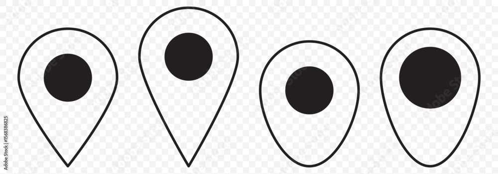 Poster map pin icon. location pin place marker. location icon. map marker pointer icon set, editable victor