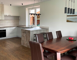 modern luxury dining room interior, 3d render
