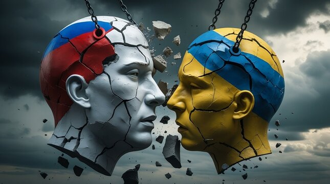 Clash of Nations: Symbolic Collision of Russia and Ukraine AI-Generated 