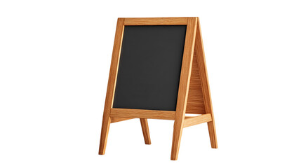 Outdoor notice or advertisment board. Wooden frame, black board for inscriptions.. Without background