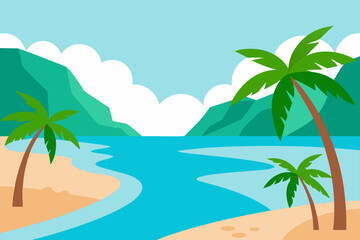 Obraz premium tropical beach with palm trees