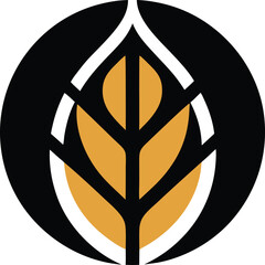 Golden Wheat Symbol: A striking graphic depiction of a wheat sprig, rendered in an artistic, geometric style, radiating simplicity and natural essence.
