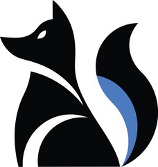 Sleek Silhouette: A striking silhouette of a fox, presented in a modern, minimalist style. With sharp lines and bold colors, it's perfect for a wide range of applications.