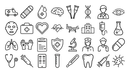 Medical icons healthcare symbols doctor nurse hospital