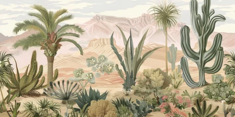 Handdoek met foto Jungle Serene desert botanical illustration  © Letitia