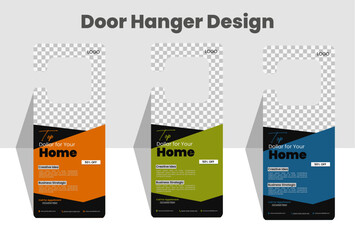  Door Hanger Layout Vector Premium Set