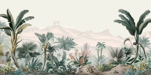 Serene desert botanical illustration