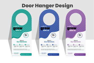  Door Hanger Layout Vector Premium Set