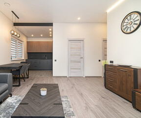 Modern luxury apartment interior in minimal scandinavian style, 3d rendering
