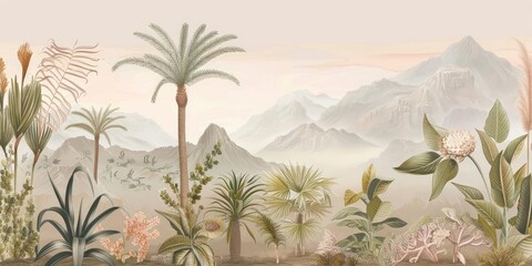 Serene desert botanical illustration