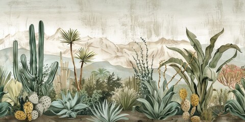 Serene desert botanical illustration