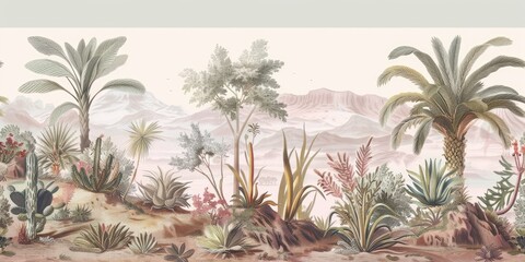 Serene desert botanical illustration