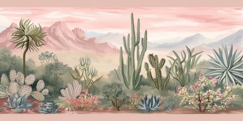 Serene desert botanical illustration