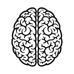 Fototapeta premium Vector art of a stylized black and white illustration of a human brain, isolated on white background