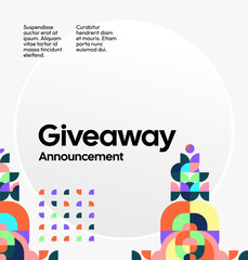 Design Announcement of Giveaway Prize Winners. Social media background with creative geometric art. Vector Illustration