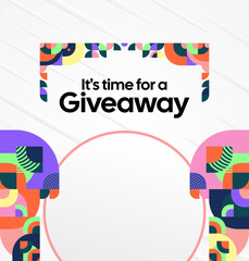 Design Announcement of Giveaway Prize Winners. Social media background with creative geometric art. Vector Illustration