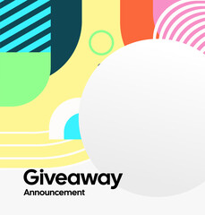 Design Announcement of Giveaway Prize Winners. Social media background with creative geometric art. Vector Illustration