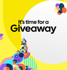 Design Announcement of Giveaway Prize Winners. Social media background with creative geometric art. Vector Illustration