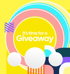 Design Announcement of Giveaway Prize Winners. Social media background with creative geometric art. Vector Illustration
