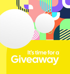 Design Announcement of Giveaway Prize Winners. Social media background with creative geometric art. Vector Illustration