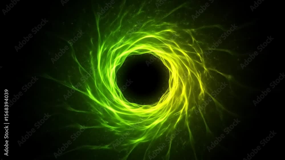Aufkleber glowing green and yellow energy vortex - an abstract animation featuring a swirling vortex of bright