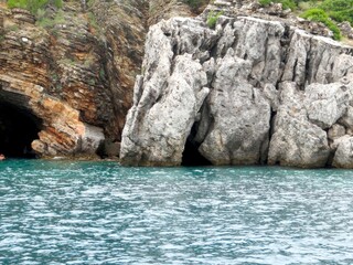 Exploring the Rocky Coast of Sveti Nikola Island in Montenegro Along the Beautiful Adriatic Sea
