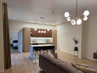 modern luxury dining room interior, 3d render
